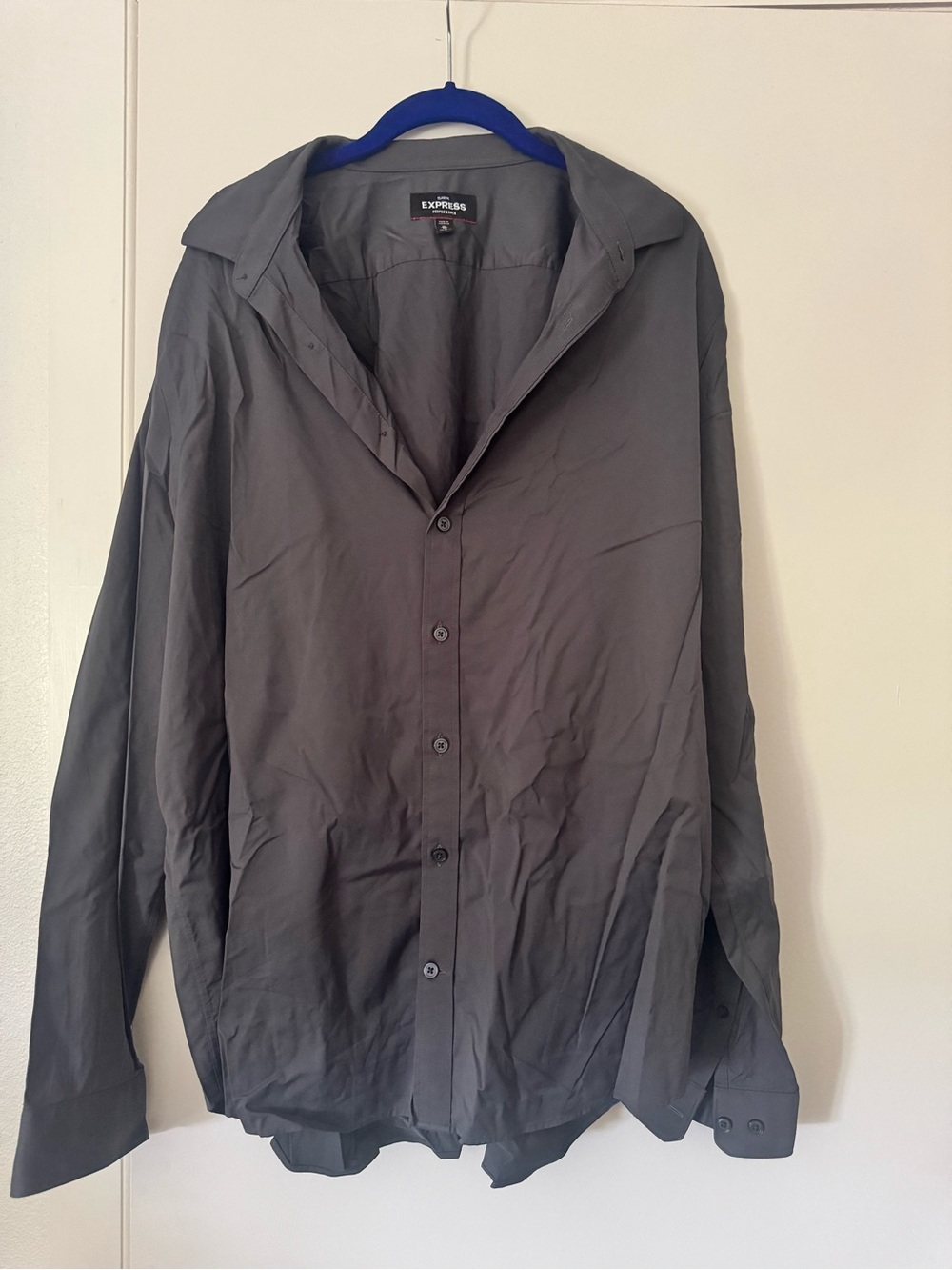 Express Men’s Charcoal Button-Up Dress Shirt
